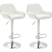 CLP 2er Set Barhocker Braga Kunstleder drehbar und höhenverstellbar weiß Gestell Farbe chrom