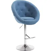 CLP Barhocker London V2 Stoff drehbar und höhenverstellbar - blau Gestell Farbe chrom