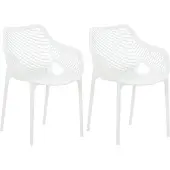 CLP Gartenstuhl Air XL 2er Set - Modernes Design, Kunststoff, Wetterfest, Stapelbar weiß