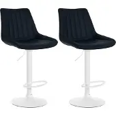CLP 2er Set Barhocker Toni Kunstleder drehbar und stufenlos höhenverstellbar | Farbe schwarz Material Gestell Metall matt weiss