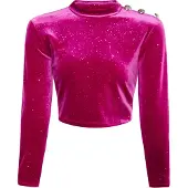 Faina Damen Samtshirt Mit Glitzer in Pink | Gr.: M