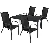 Mojawo Gartengarnitur Sitzgarnitur 5-teilig 150x80cm Non-Wood Anthrazit