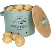 MamboCat Kartoffeltopf Fresh Metall-Dose & Bambusdeckel mint Vorratsdose Löcher