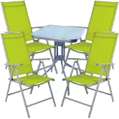 Mojawo Bistro Sitzgarnitur Bistrogarnitur 5-teilig Silbergrau/Lime