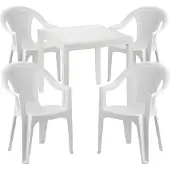 Mojawo Sitzgarnitur Bistrogarnitur 5-teilig Weiß