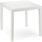 Mojawo Gartentisch Kunststoff Weiß 79x79x72cm Rattan-Optik