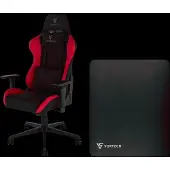 Vortech Essential Gaming-Stuhl Rot + Bodenschutzmatte Schwarz