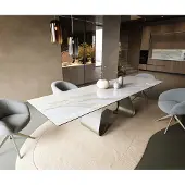 DELIFE Esstisch Edge 300x100 cm Keramik Onyx Pearl W-Gestell Metall Effektfinish Titan