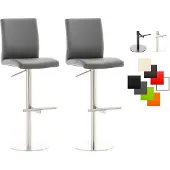 CLP 2er Set Barhocker Cadiz Kunstlederbezug drehbar und höhenverstellbar bis 240 kg grau Gestell Farbe edelstahl
