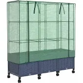 vidaXL Gartenplanter mit Gewächshausabdeckung und Rädern 3 Stk. PP