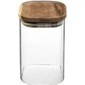 SmartaSaker Vorratsglas 900 ml Akaziendeckel Five - Transparent - Stapelbar | Mit Deckel | Luftdicht