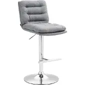CLP Barhocker Damar Stoff höhenverstellbar und drehbar | Farbe grau Gestell Farbe chrom