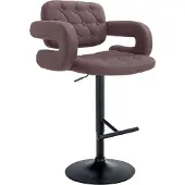 CLP Barhocker Dublin Stoff höhenverstellbar und drehbar | Farbe braun Gestell Farbe schwarz