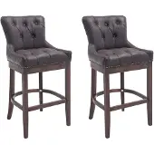 CLP 2er Set Barhocker Lakewood Echtleder gepolstert braun Gestell Farbe antik