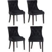 CLP 4er Set Esszimmerstuhl Aberdeen Samt Antikes Design mit Gestell aus Kautschukho schwarz Gestell Farbe antik