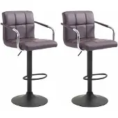 CLP 2er Set Barhocker Lucy V2 höhenverstellbar und drehbar braun Gestell Farbe schwarz
