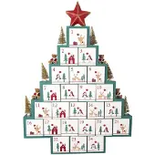 Greengate Weihnachtskalender XMAS TREE Holz 24 Fächer 62x44 cm