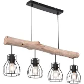 Etc-shop Hängeleuchte, Gitter Design, Holz, H 140 cm, MINA