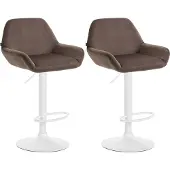 CLP 2er Set Barhocker Braga Samt drehbar und höhenverstellbar | Farbe braun Material Gestell Metall matt weiss