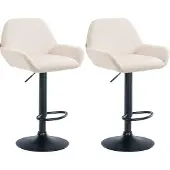 CLP 2er Set Barhocker Braga Samt drehbar und höhenverstellbar creme Material Gestell Metall matt schwarz