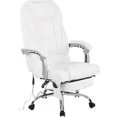 CLP Bürostuhl höhenverstellbar Pacific drehbar mit Massagefunktion 150kg belastbar | Farbe weiß