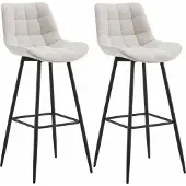 CLP 2er Set Barhocker Dartford | Farbe creme Material Stoff