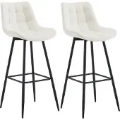 CLP 2er Set Barhocker Dartford | Farbe creme Material Samt