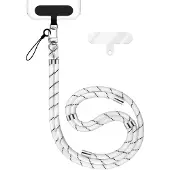 Nalia HoldMe Edition - Lanyard mit Karabiner Silber & 2 Pads - Universal Handykette Nylon Umhänge Band - Weiß