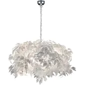 TRIO Leuchten - Design Romantische Hängelampe I Pendellampe I Pendelleuchte weiß mit Blättern - FederI 4-flammig I Wohnzimmer I Schlafzimmer - Kunststoff Rund - LED geeignet E14