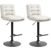 CLP 2er Set Barhocker Damar Samt höhenverstellbar und drehbar creme Gestell Farbe schwarz