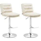 CLP 2er Set Barhocker Damar Kunstleder höhenverstellbar und drehbar creme Gestell Farbe chrom