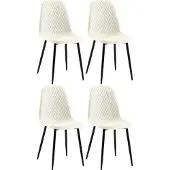 CLP 4er Set Stühle Giverny mit Ziernähten creme Material Stoff