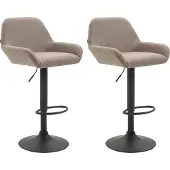 CLP 2er Set Barhocker Braga Stoff drehbar und höhenverstellbar taupe Gestell Farbe schwarz