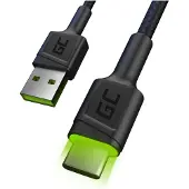 Green Cell GC Ray LED | 1,2m USB C Kabel Typ C Nylon Ladekabel Schnellladekabel | für Samsung Galaxy S21 S20 Ultra S10 S9 S8+ | Note 20 10 9 8 | A80 A71 A70 A50 A42 A41 A31 | Huawei Honor P40 P30 P20 P10 P9 Lite