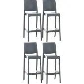 CLP 4er Set Barhocker Maya Kunststoff | Farbe dunkelgrau