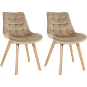 CLP 2er Set Esszimmerstühle Brook mit Samtbezug braun