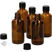 MamboCat 5tlg Set Miniaturflasche Tropfer Braunglas 50ml Apotheker Tropferflasche UV-geschützte Medikamente