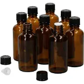 MamboCat 8tlg Set Miniaturflasche Tropfer Braunglas 50ml Apotheker Tropferflasche UV-geschützte Medikamente