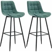 CLP 2er Set Barhocker Dartford | Farbe grün Material Stoff