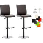 CLP 2er Set Barhocker Cadiz Kunstlederbezug drehbar und höhenverstellbar bis 240 kg | Farbe braun Gestell Farbe schwarz