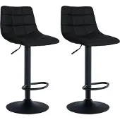 CLP 2er Set Barhocker Jerry Kunstleder höhenverstellbar und 360 drehbar schwarz Gestell Farbe schwarz