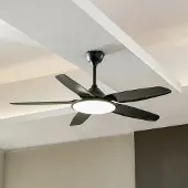 LUCANDE Divian LED-Deckenventilator, schwarz, DC, leise, CCT - , Divian, Schwarz, für Wohnzimmer, Metall, Modern