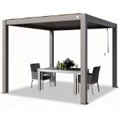 TOOLPORT PRIMEYARD Pergola 3x3 m Aluminium Pfosten mit Lamellendach aus Aluminium graue Terrassenüberdachung