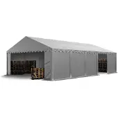 TOOLPORT Lagerzelt 5x10 m Unterstand Weidezelt Garagenzelt PVC Plane 700 N wasserdicht in grau