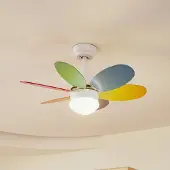 LINDBY Litur Deckenventilator mit Licht, leise, Ø 77 cm, E27 - , Litur, Multicolor, für Wohnzimmer, Holz, Modern