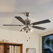 LINDBY Anariki Deckenventilator mit Licht, leise, silber - , Anariki, Metallisch, für Wohnzimmer, Metall, Landhaus / Rustikal