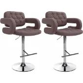 CLP 2er Set Barhocker Dublin Stoff höhenverstellbar und drehbar braun