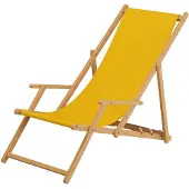 Erst-Holz Strandstuhl gelb Gartenliege Strandliege Deckchair Tisch Kissen Liegestuhl Holz hell 10-302NTKH