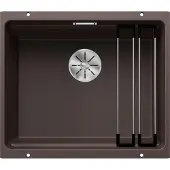 BLANCO ETAGON 500-U, SILGRANIT, cafe, ohne Ablauffernbedienung, mit Zubehör, keine Beckenlage, 600 mm Untermaß, Aufsatzwanne, Rechteckig, Silgranit, Braun, 1 Becken, Coffee