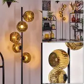 Hofstein Villamare Stehlampe aus Metall/Riffelglas in Schwarz/Goldfarben